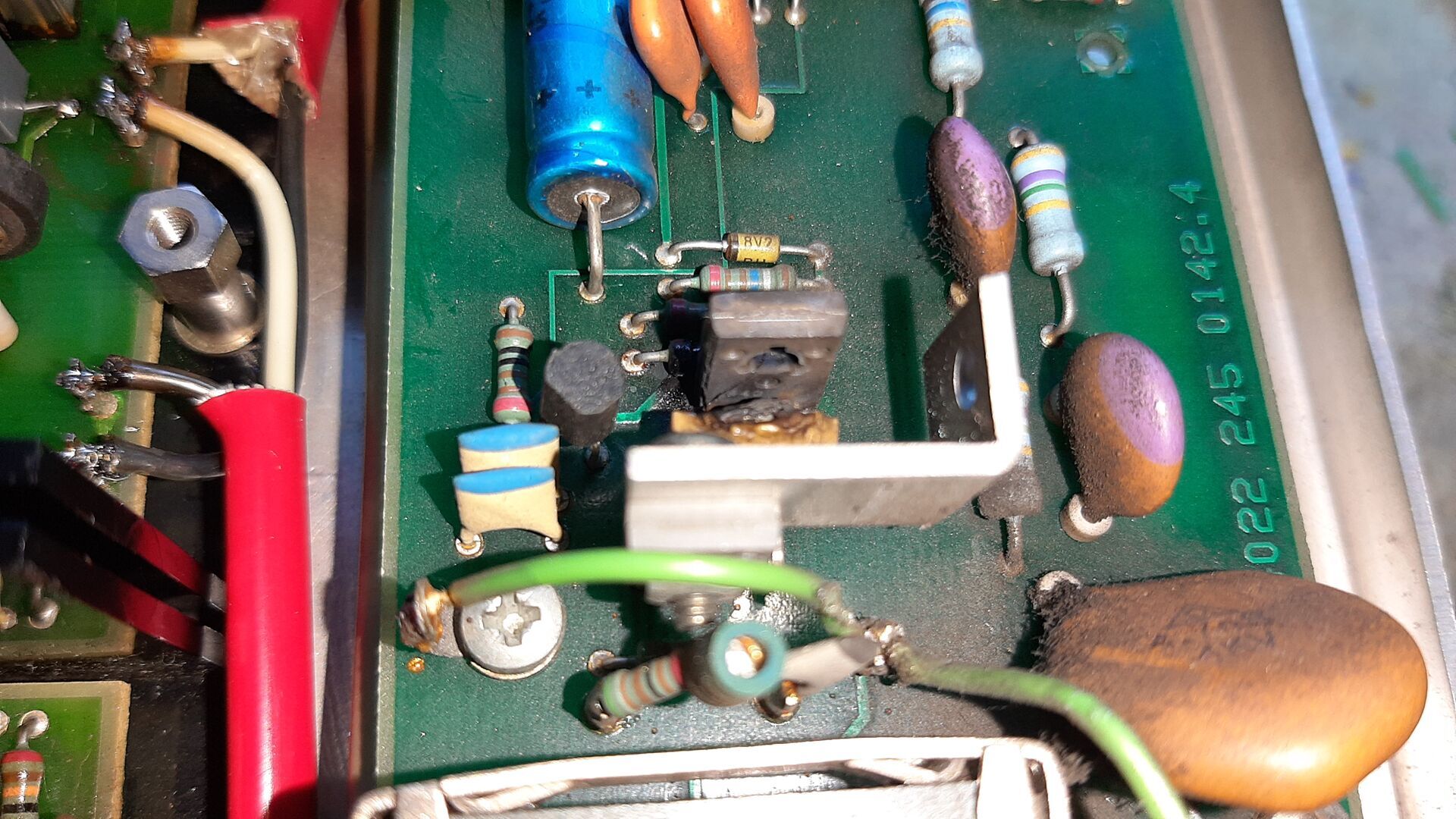 Melted 100nF/100V polyester capacitor