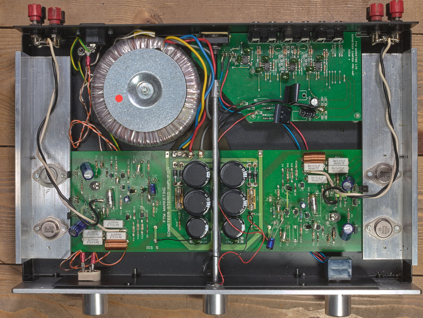 The inside of the amplifier before repair