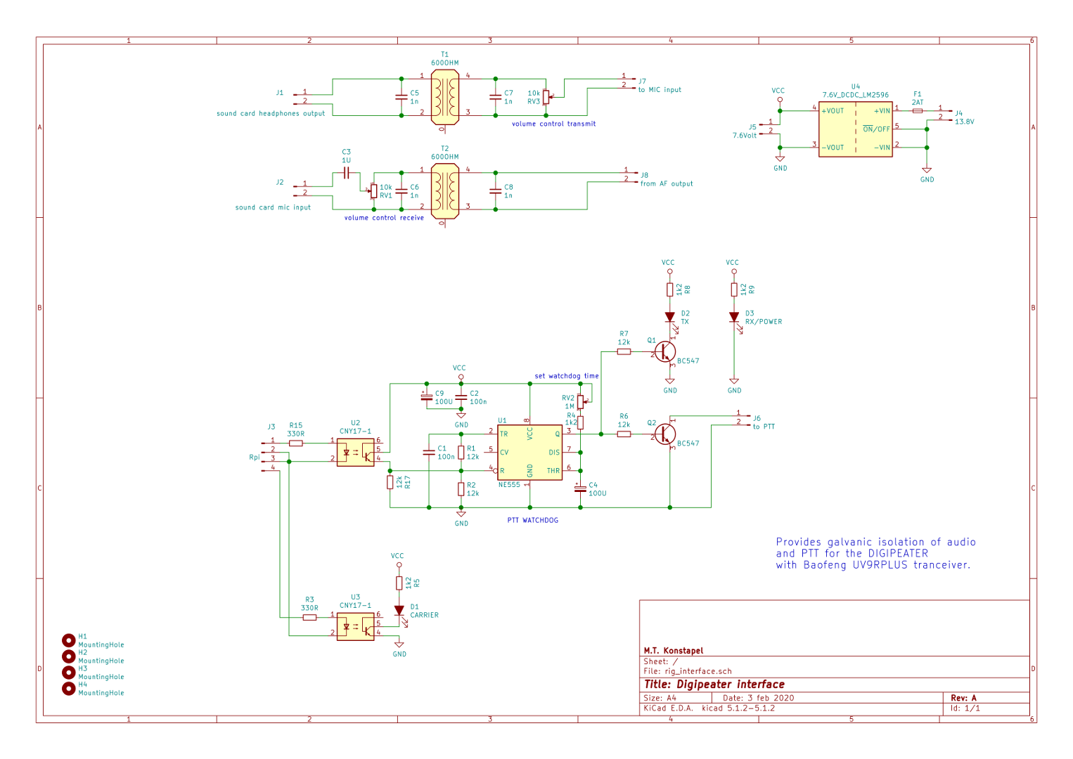 Schema audio interface digipeater